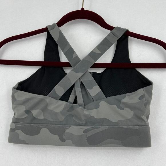 COOrun Sports Bra Size XS Strappy Racerback Zip Front Army Green Camouflage - Picture 3 of 8